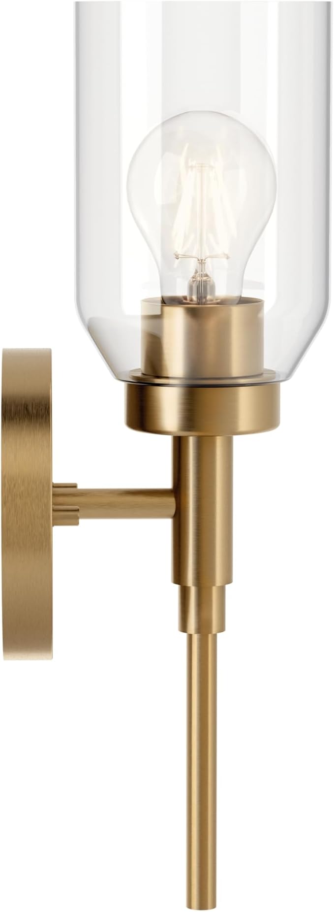 Kichler Madden 1-Light Wall Sconce with Clear Glass in Champagne Bronze, Sloped Ceiling Compatible, for Bathroom or Hallway (14.75" x 5"), 55183CPZ