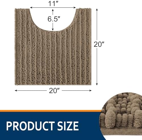 Smiry Bathroom Toilet Rugs U Shaped 20X20, Chenille Bath mats for Toilet