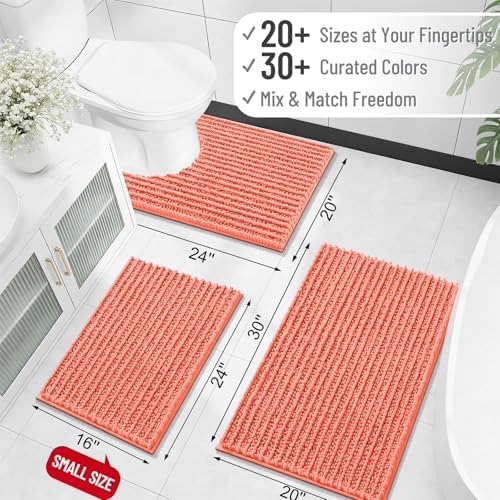 OLANLY Large Bathroom Rugs 44x32, Thick Soft Absorbent Chenille Bath Rugs