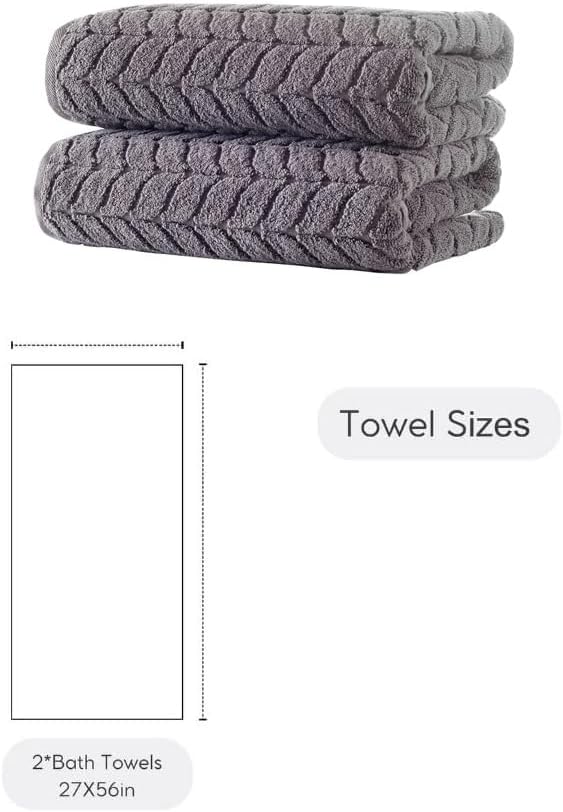 BAGNO MILANO Turkish Cotton Bath Towels, Hand Towels - Soft Plush Jacquard Collection Luxury Towels Set (Grey, Bath Towel Set of 2)