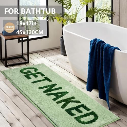 KOEXM Long Bathroom Rugs Runner 18" x 47" Get Naked Bath Mat Non-Slip