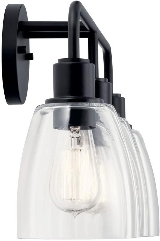 Kichler Meller 24 Inch 3 Light Vanity Light with Clear Glass in Black
