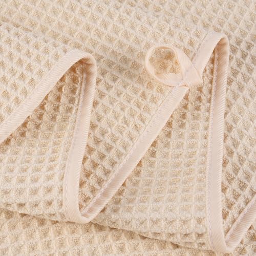 POLYTE 430 GSM Poly Blend Microfiber Quick Dry Waffle Bath Towel Set of 6