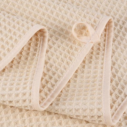 POLYTE 430 GSM Poly Blend Microfiber Quick Dry Waffle Bath Towel Set of 6