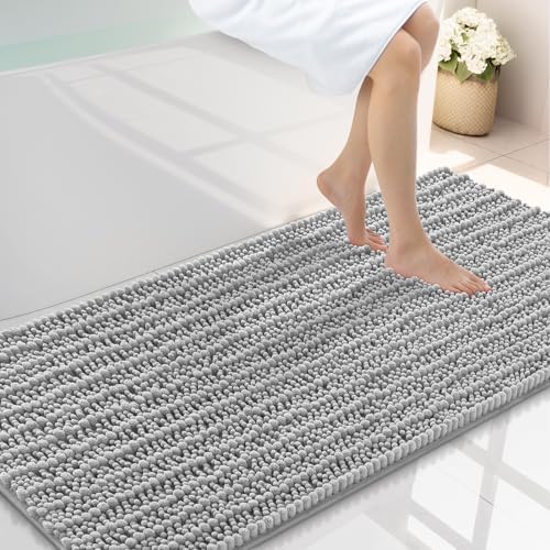Smiry Bathroom Rugs 47X24, Extra Soft Rubber Backing Chenille Bath Mats