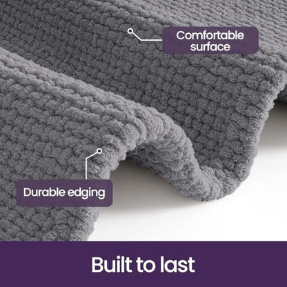 DEXI Chenille Bath Mat 43x24, Soft Absorbent Bathroom Rugs, Grey