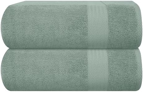 GLAMBURG Premium Cotton Oversized 2 Pack Bath Sheet 35x70-100% Pure Cotton - Ideal for Everyday use - Ultra Soft & Highly Absorbent - Machine Washable - Jade