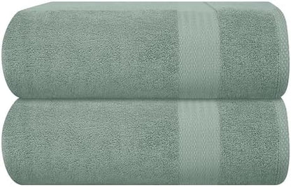 GLAMBURG Premium Cotton Oversized 2 Pack Bath Sheet 35x70-100% Pure Cotton - Ideal for Everyday use - Ultra Soft & Highly Absorbent - Machine Washable - Jade