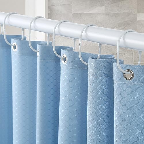 Goowin Shower Curtain Rings, 12 Pcs Shower Curtain Hooks, Oval Snap Shower Rings for Curtain, Metal Shower Curtain Rings Rust Proof, Glide Smoothly Shower Hooks for Shower Curtain Rod (White)