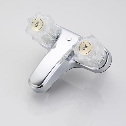 RV Two Handle Bathroom Sink Faucet with Clear Acrylic Knobs - 2-Handle (Chrome)
