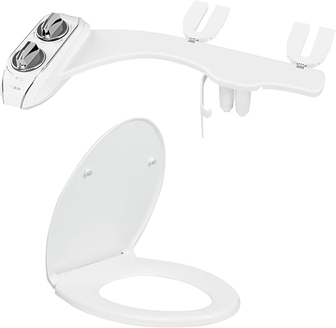 LUXE Bidet NEO 185 Plus Chrome and LUXE Elongated Toilet Seat Bundle