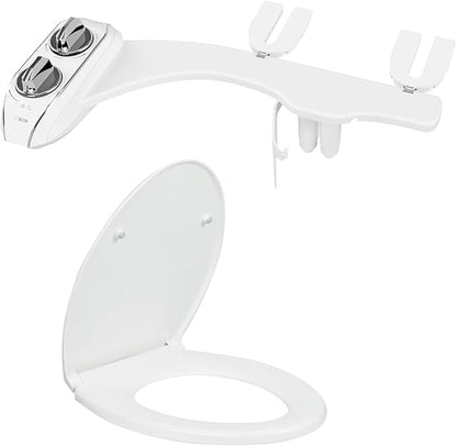 LUXE Bidet NEO 185 Plus Chrome and LUXE Elongated Toilet Seat Bundle