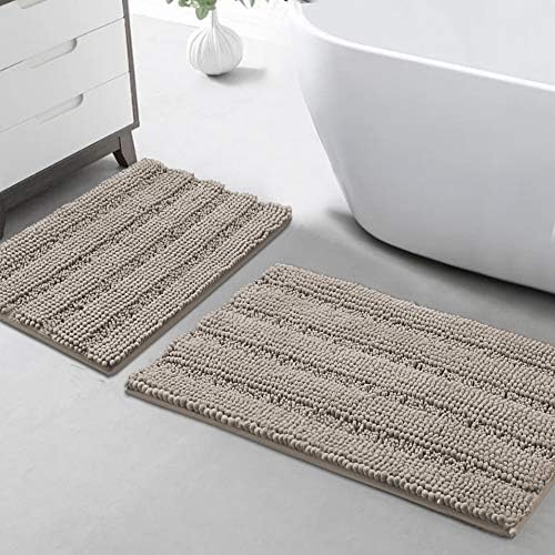 Turquoize Bathroom Rug Set, 2 Piece Soft Absorbent Chenille Bath Rug Set