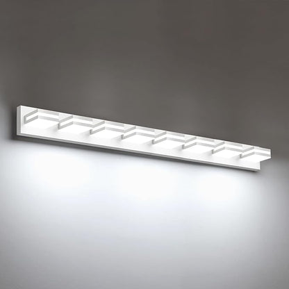 IZORRO LED Modern Bathroom Lights Fixtures(8-Light,Dimmable),Matte White Acrylic Wall Lighting,Vanity Lights for Bathroom Over Mirror - 6000k 46In （No Assembly Required）