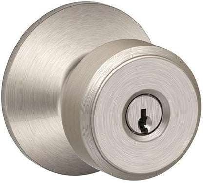 SCHLAGE F51A BWE 619 Bowery Knob Keyed Entry Lock, Satin Nickel