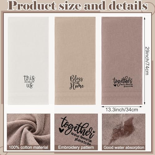 FuWeave 3 Pcs Hand Towels Bathroom Set,Brown,Inspirational Language