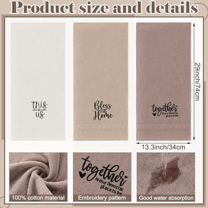 FuWeave 3 Pcs Hand Towels Bathroom Set,Brown,Inspirational Language