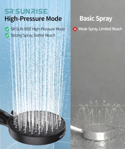 SR SUN RISE Filtered Shower Head with Handheld High Pressure 9 Spray Mode Showerhead Detachable Shower Head Water Softener Filters Beads for Hard Water Remove Chlorine 1 Filter 1.8GPM Matte Black