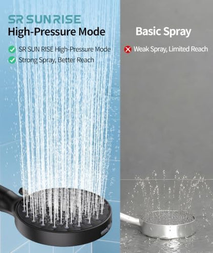 SR SUN RISE Filtered Shower Head with Handheld High Pressure 9 Spray Mode Showerhead Detachable Shower Head Water Softener Filters Beads for Hard Water Remove Chlorine 1 Filter 1.8GPM Matte Black