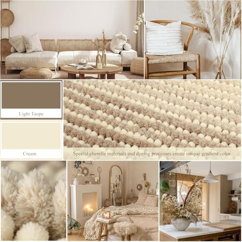 BSICPRO Bathroom Rugs, 20x32 Chenille Bath Mats, Tan