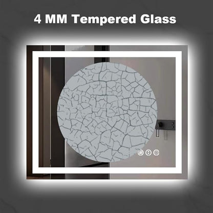 LED Mirror for Bathroom, 28"x32" with Front Light and Backlight | Stepless Dimmable, Anti-Fog, Shatter-Proof, HD Reflection, Memory, 3 Colors Lighting, UL Listed (Horizontal/Vertical).