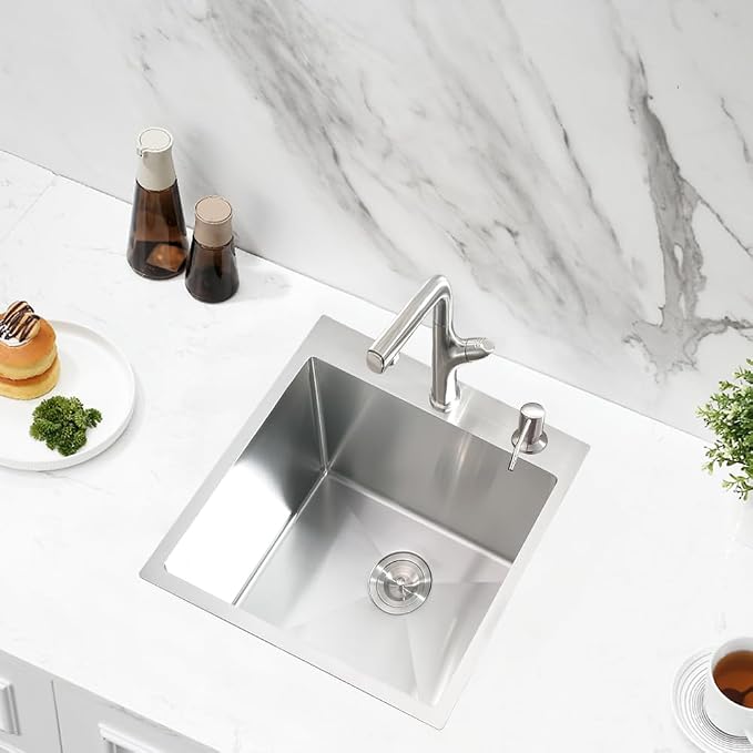 18x17 Drop In Bar Sink Small Stainless Steel Outdoor Sink for Kit | Top Mount Single Bowl, 16-Gauge Stainless Steel, Rust-Proof & Easy Clean, Smooth Flow & Quiet, Great for RV & Outdoor.
