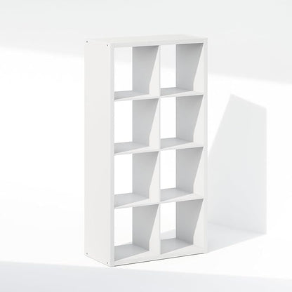 Furinno Simple Cube Storage Organizer, 8-Cube Display Shelf, Open Back Shelving Unit, Storage Shelves, Extra Thick Frame, for Organization and Storage, Living Room, Home Office, White