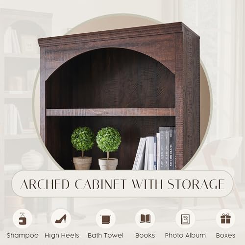IFBUY 76" Arched Bathroom Storage Cabinet, Large Arched Cabinet, Brown