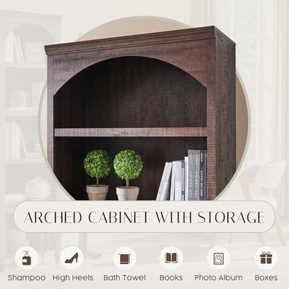 IFBUY 76" Arched Bathroom Storage Cabinet, Large Arched Cabinet, Brown