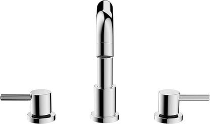 Two Handles Widespread 8 inch Bathroom Faucet,Split Lavatory Sink Faucet,Pop Up Drain,cUPC Supply Line,360°Swivel Spout,7-Shape Tube Chrome Plated