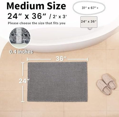 Waffle Bath Mat, Boho Bathroom Rugs Non Slip Washable, 24" x 36"