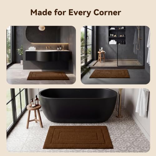 GRANNY SAYS Brown Bathroom Rug 24" x 16", Non-Slip Microfiber Bath Mat