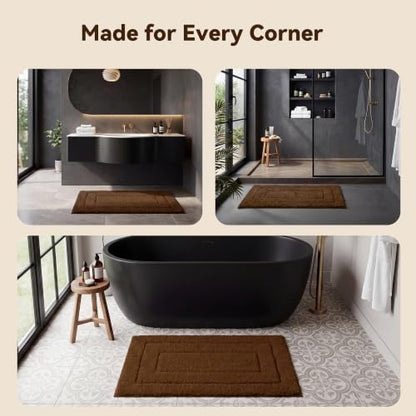 GRANNY SAYS Brown Bathroom Rug 32" x 20", Non-Slip Microfiber Bath Mat