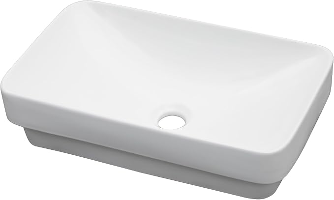 Vessel Bathroom Sink 19 x 12 Inch Semi Recessed Sink Rectangular White Ceramic Vessel Sink Modern Vanity Sink Bath Wash Hand Basin