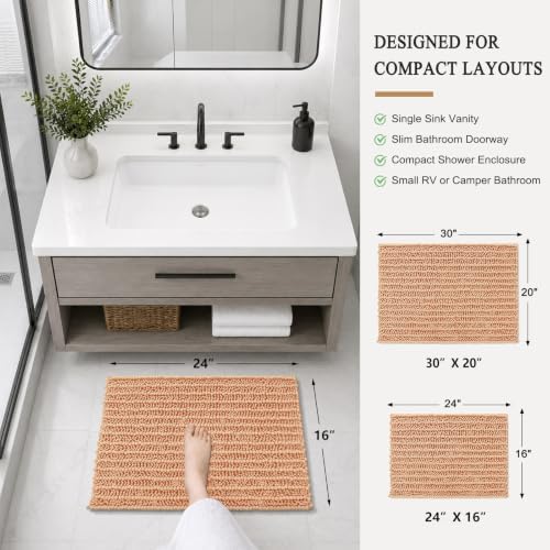 Arotive Bathroom Rugs Mat 24x16, Soft Absorbent Chenille Shaggy Bath Mat