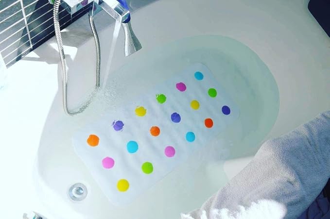 Munchkin® Dots™ Bath Mat for Kids, Multicolored, 30.5x14.25 Inch
