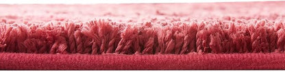 Hearth & Harbor Bathroom Rugs, Shaggy Plush Bath Mat, Ultra Soft Non Slip Backing Rubber, Chevron Design Bath Rug, Red, 2 Piece Set