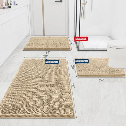 Smiry Bathroom Rugs 59X35, Luxury Chenille Extra Soft Absorbent Bath Mat