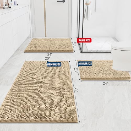 Smiry Bathroom Rugs 47X24, Luxury Chenille Extra Soft Absorbent Bath Mat