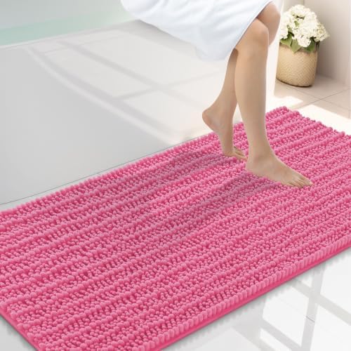 Smiry Bathroom Rugs 47X24, Extra Soft Rubber Backing Chenille Bath Mats