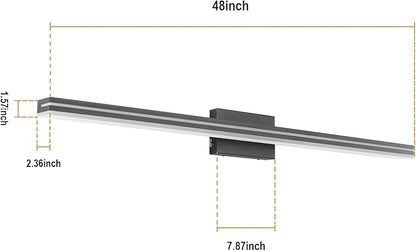 SineRise LED Modern Bathroom Vanity Light Bar (48-Inch, 3000K/4000K/6000K), Matte Black Dimmable Modern Acrylic Bathroom Wall Lighting Fixtures Over Mirror