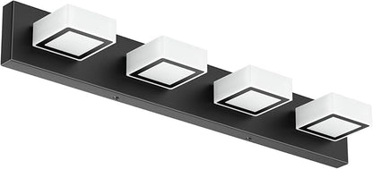 Ralbay Black Bathroom Vanity Lights 30inch Metal Acrylic LED Modern Bathroom Wall Lighting Fixtures Over Mirror Matte Black (White Light 6000K, Non-dimmable)