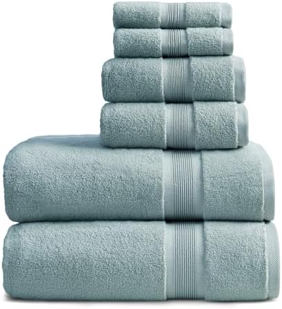 Springtree Home Luxury Bamboo Rayon Bath Towel Set | 6-Piece Set | Aegean