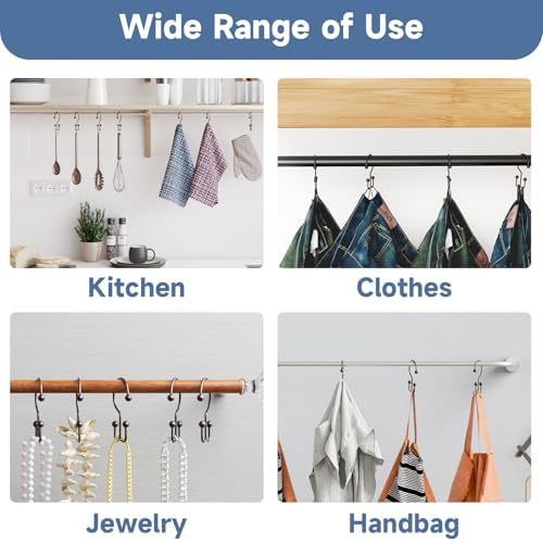 Titanker Shower Curtain Hooks Rings, Rust Resistant Metal Minimalist Simple Double Glide Shower Hooks Rings for Bathroom Shower Rods Curtains, Set of 12 Hooks - Bronze