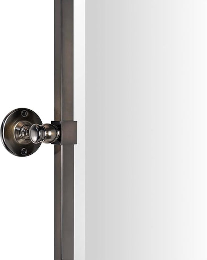 TEHOME Pivot Mirror Oil Rubbed Bronze Tilt Rectangle Bathroom Mirror Tilting Metal Framed Beveled Vanity Mirrors, Overall 23.9 x 24 inches (Mirrror 20 x 24 inches)