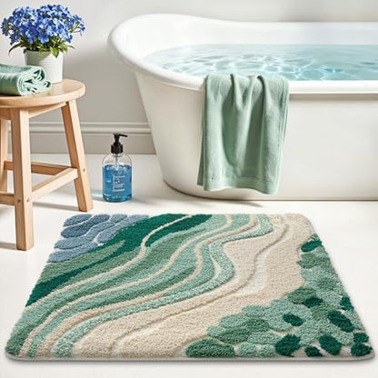 LUMI Beach Bathroom Rug Square 26x26, Soft Absorbent Bath Mat, Non Slip