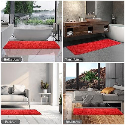 Yeaban Chenille Red Bathroom Runner Rug 24"x60"