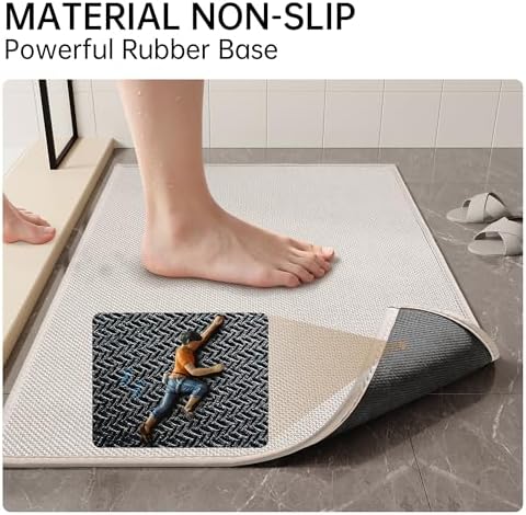 Mecko 20"x32" Bath Mat, Absorbent Quick Dry Bathroom Floor Mats Oatmeal