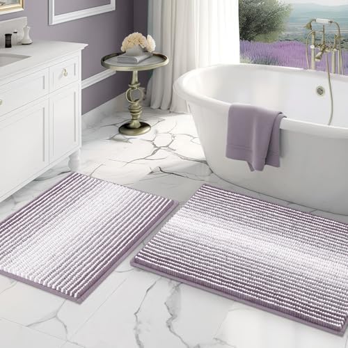 BSICPRO Bathroom Rugs Sets 2 Piece, Non Slip Bath Mats, Lavender Purple
