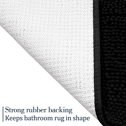 LOCHAS Luxury Bathroom Rug Shaggy Bath Mat 24 x 70 Inch, Black